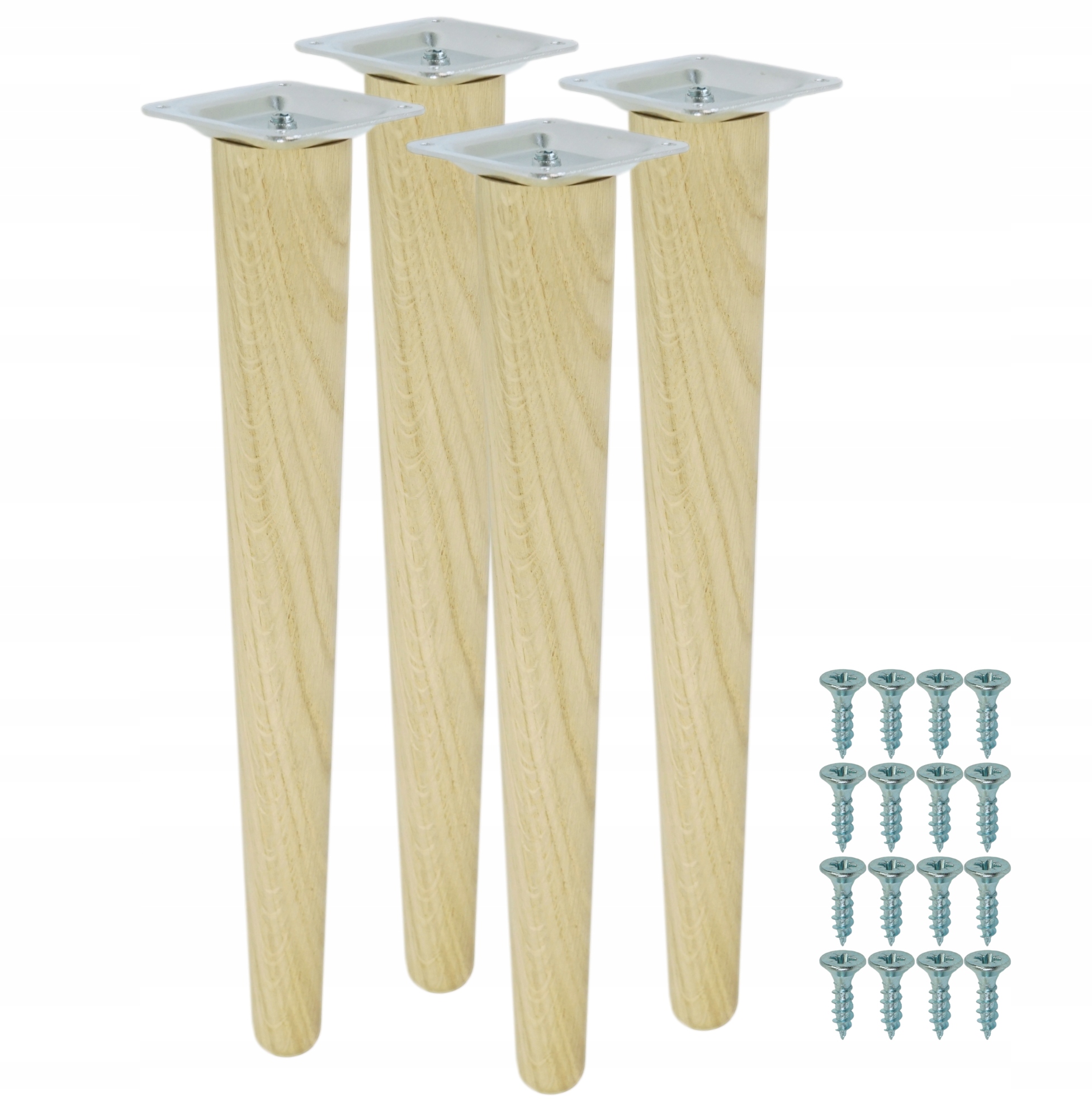 Dřevěné nohy, nábytkové nohy, dubové nohy, surové, rovné, sada 40 cm