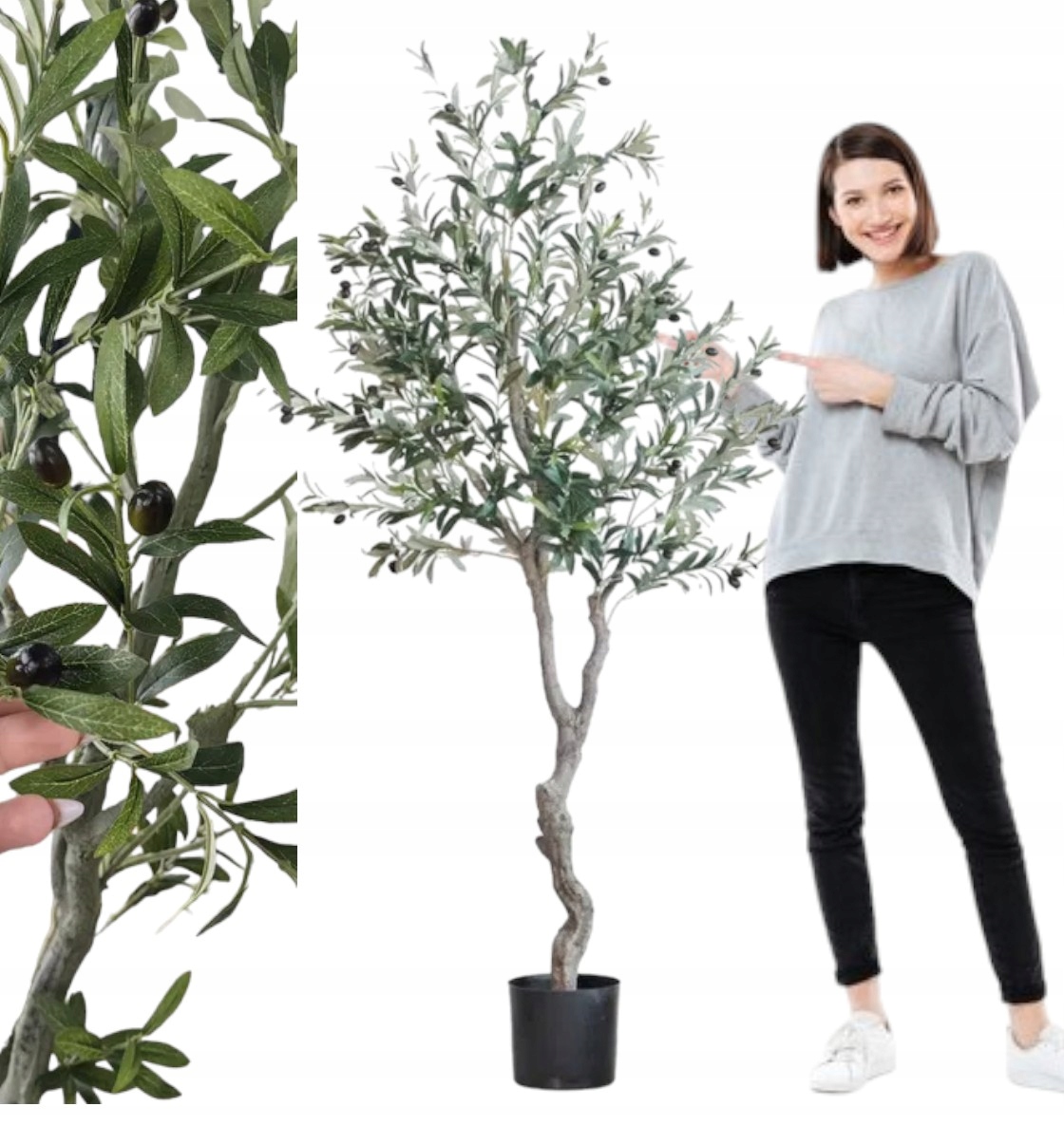 Sztuczne Drzewko Oliwne 180 CM Oliwka Drzewo Ozdobne Doniczka Realistyczne