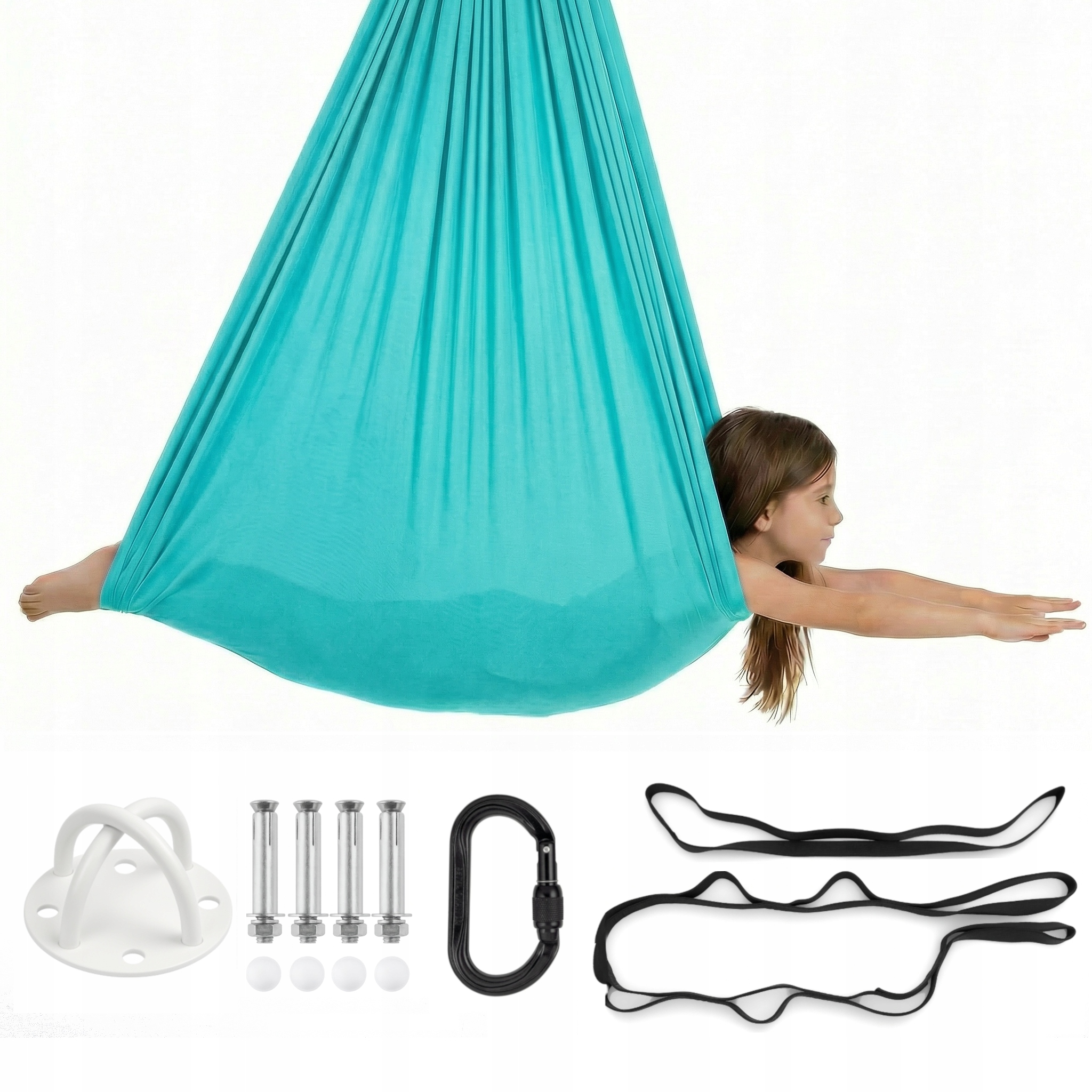 Huśtawka sensoryczna dla dzieci, hamak , szarfa| 3 m Jasnoniebieska