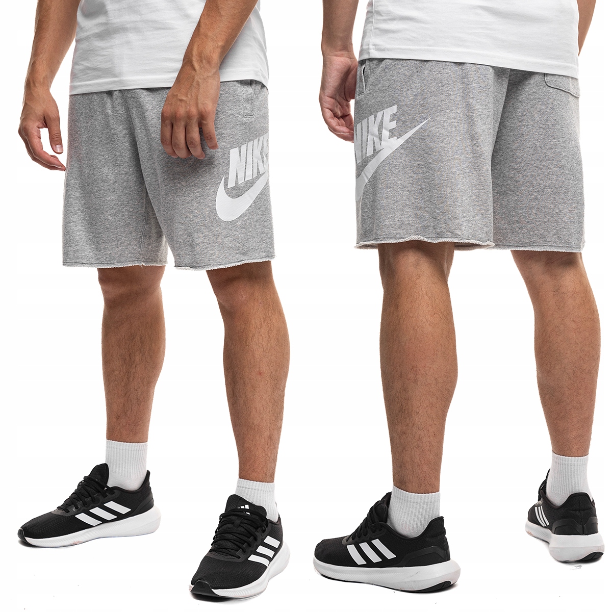 Kraťasy Nike Club Dresové s sportovními úplety, krátké, šedé, velikost L