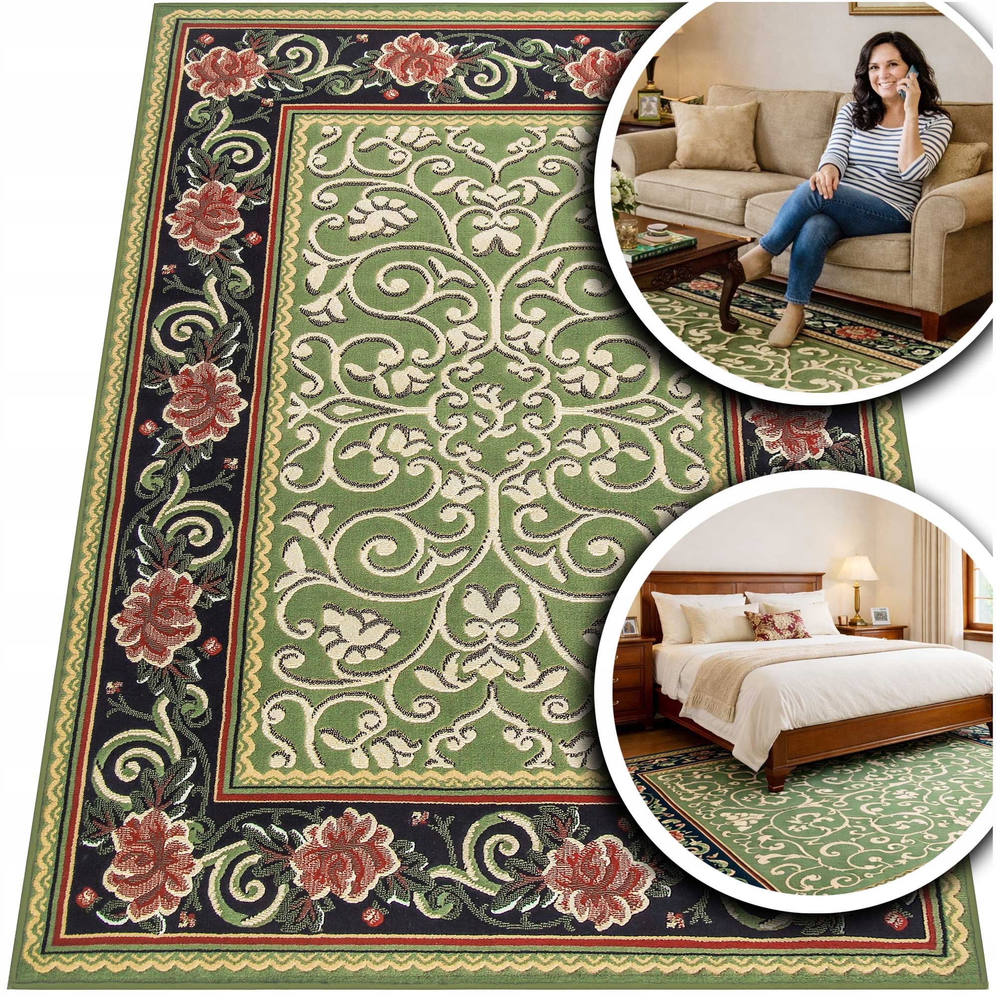 Zelený Koberec Do Obývacího Pokoje Venezia Klasický Koberec Do Předsíně 160x225