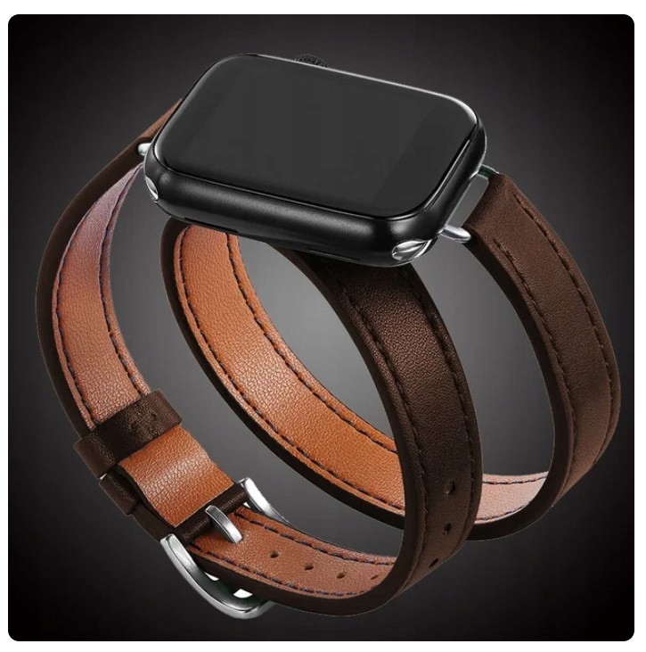 Damski pasek podwójny do iWatcha Apple Watch 38, 40 i 41 mm ciemnobrązowy