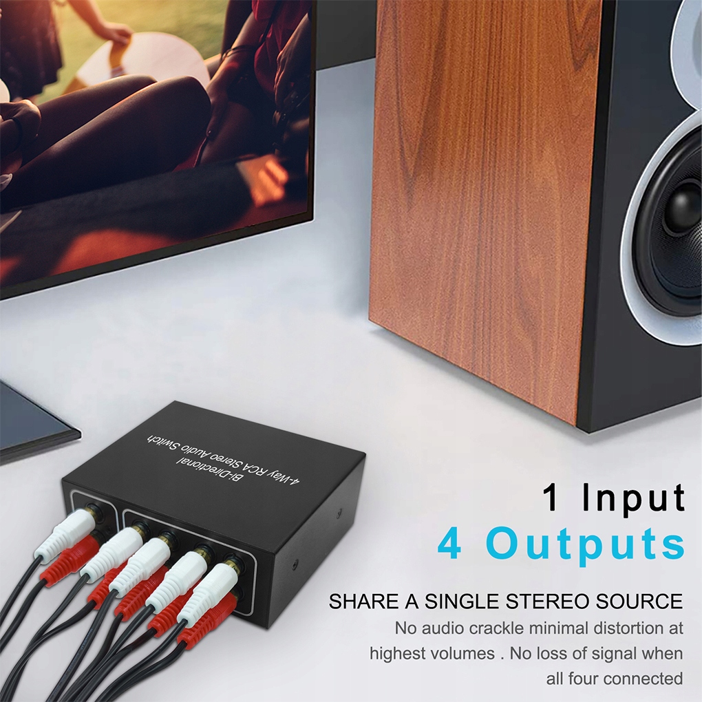 Przełącznik audio L/R 4 w 1 wyjście/1 wejście Model EL025234-00B