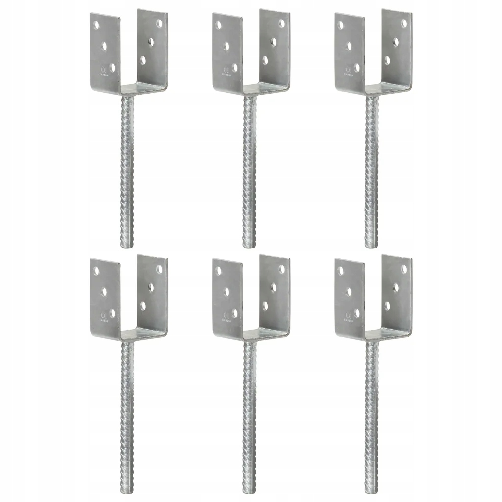Stříbrná sada 6 plotových kotev Y, 7 x 6 x 30 cm, ocel