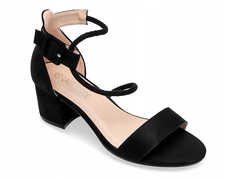 

Sandałki na Słupku zapinane na Rzepy Czarne 38