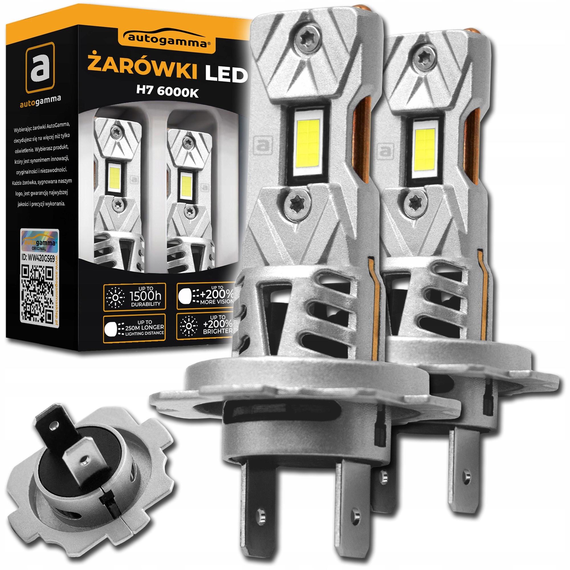 Żarówki Samochodowe Led H7 40W 9600 LM Canbus 6500K +700% Komplet 2szt.
