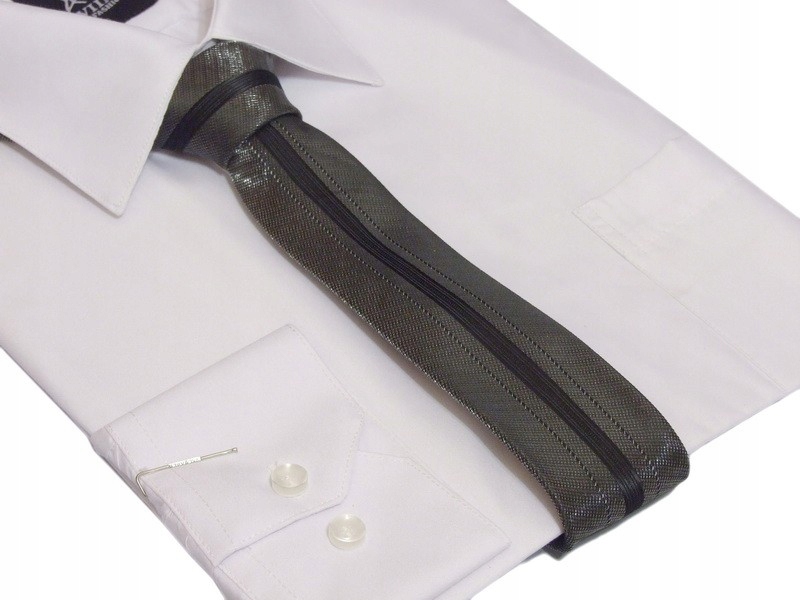 

Wąski Krawat śledź srebro-czarny błyszcący