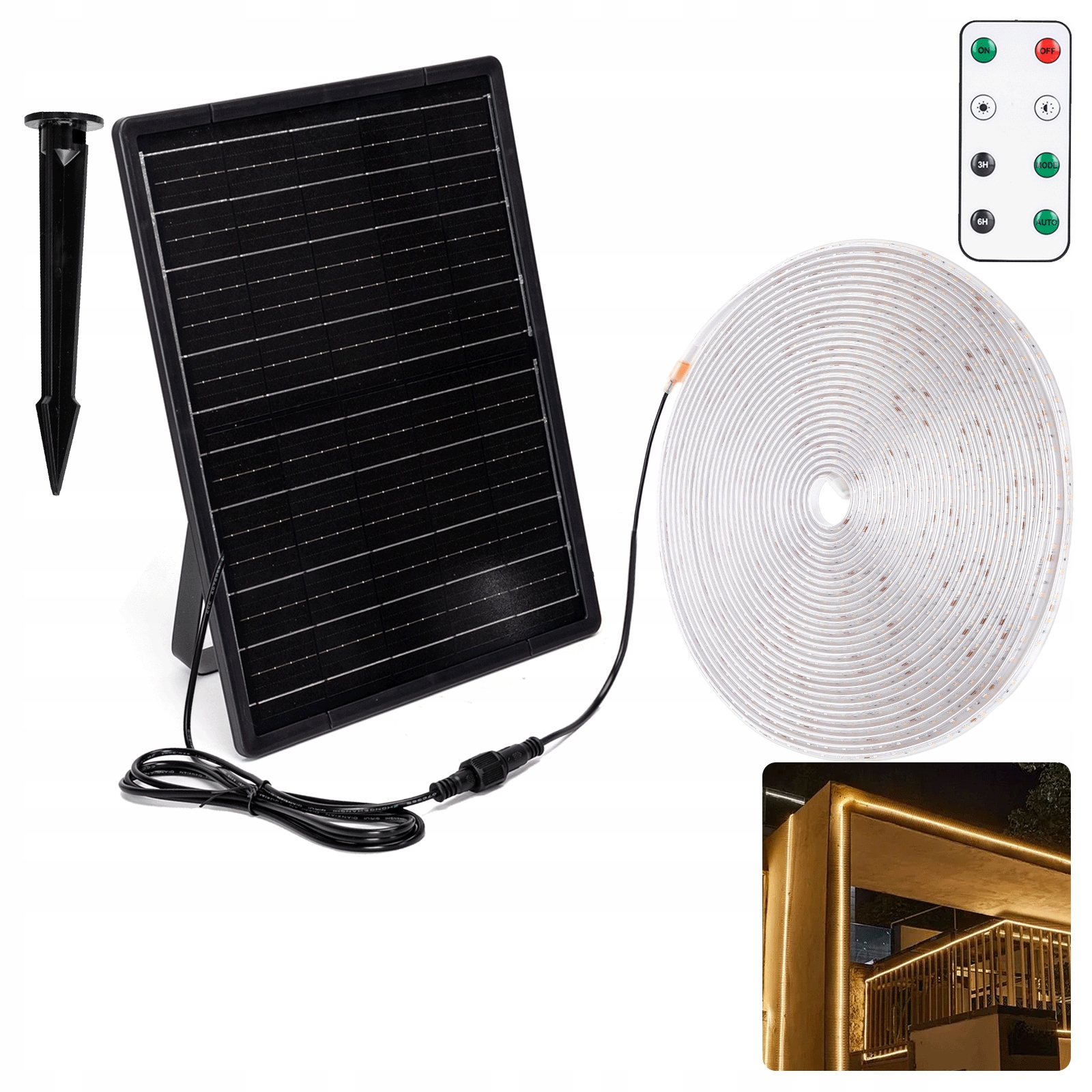 Taśma solarna LED-20m-200W-2700K-2000 lm-IP65