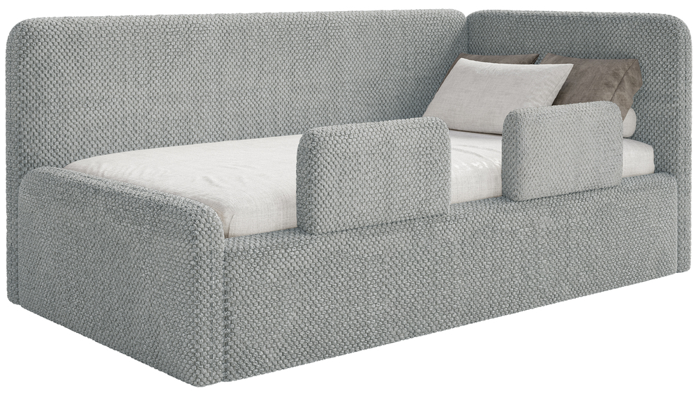 Postel pro mláděž 90x200 cm Fanklo šedá plyšová zábrana pravá