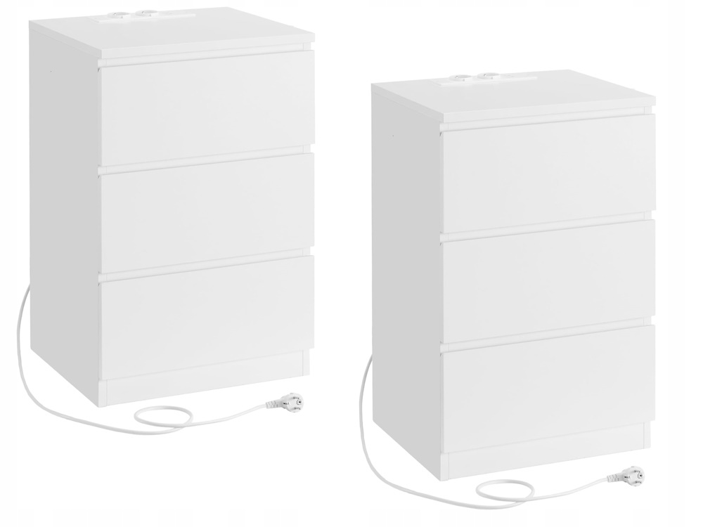 Sada 2 nočních stolků Vasagle Zásuvky Usb Bílé Loft