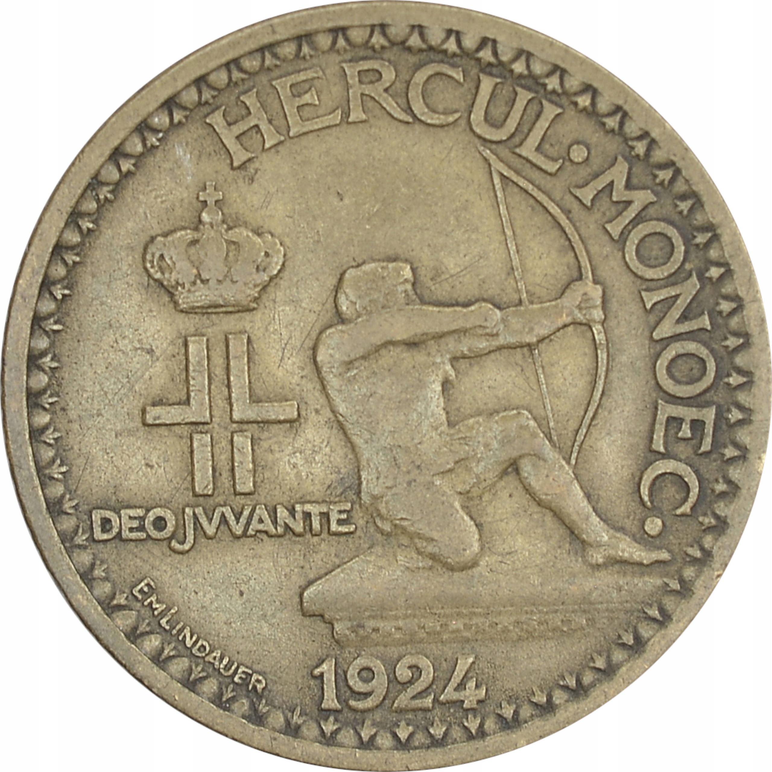 11.MONACO, LUDWIK II, 1 FRANK 1924 rzadsza