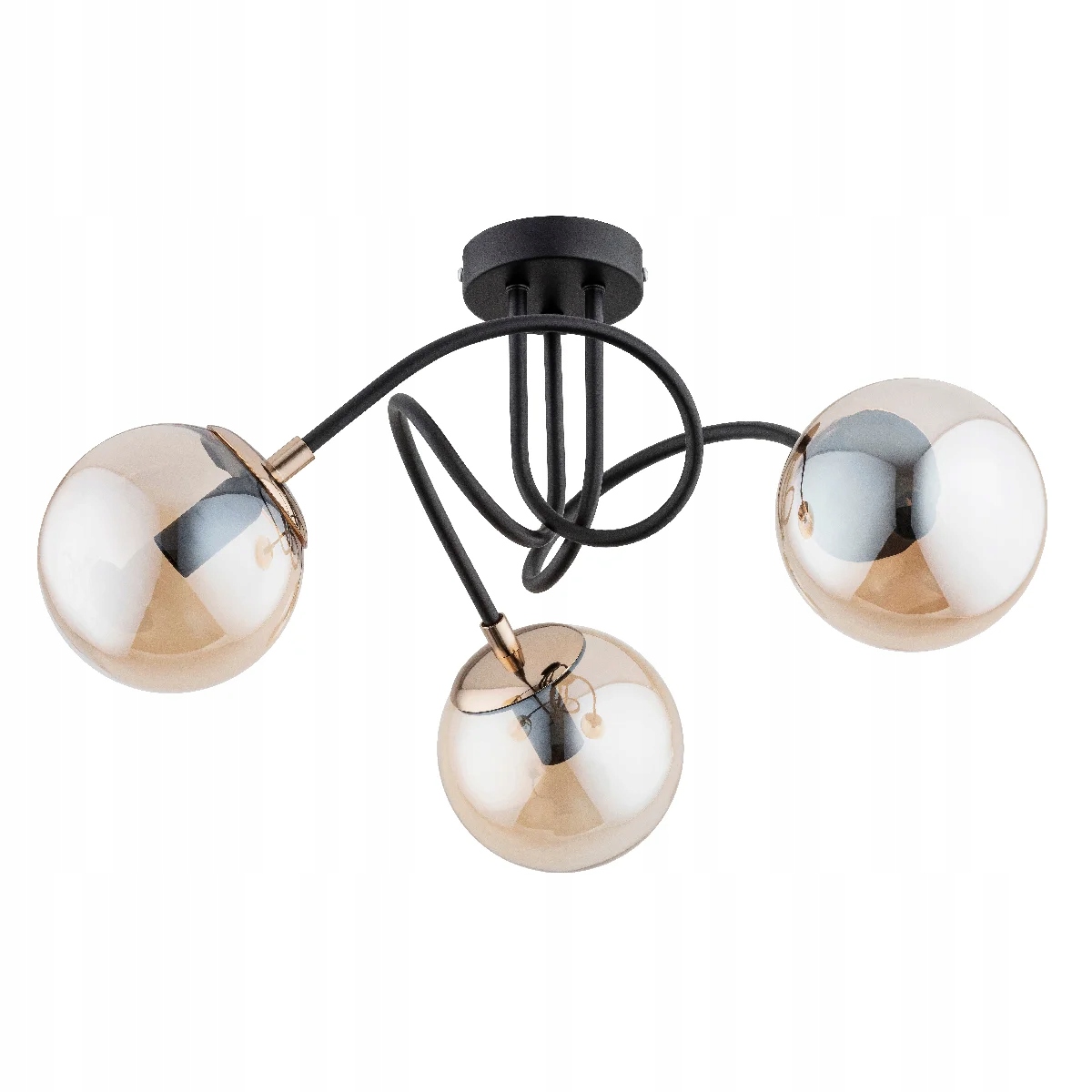 Moderná stropná lampa čierna 3xE14 10W sklenené gule Tectus Alfa