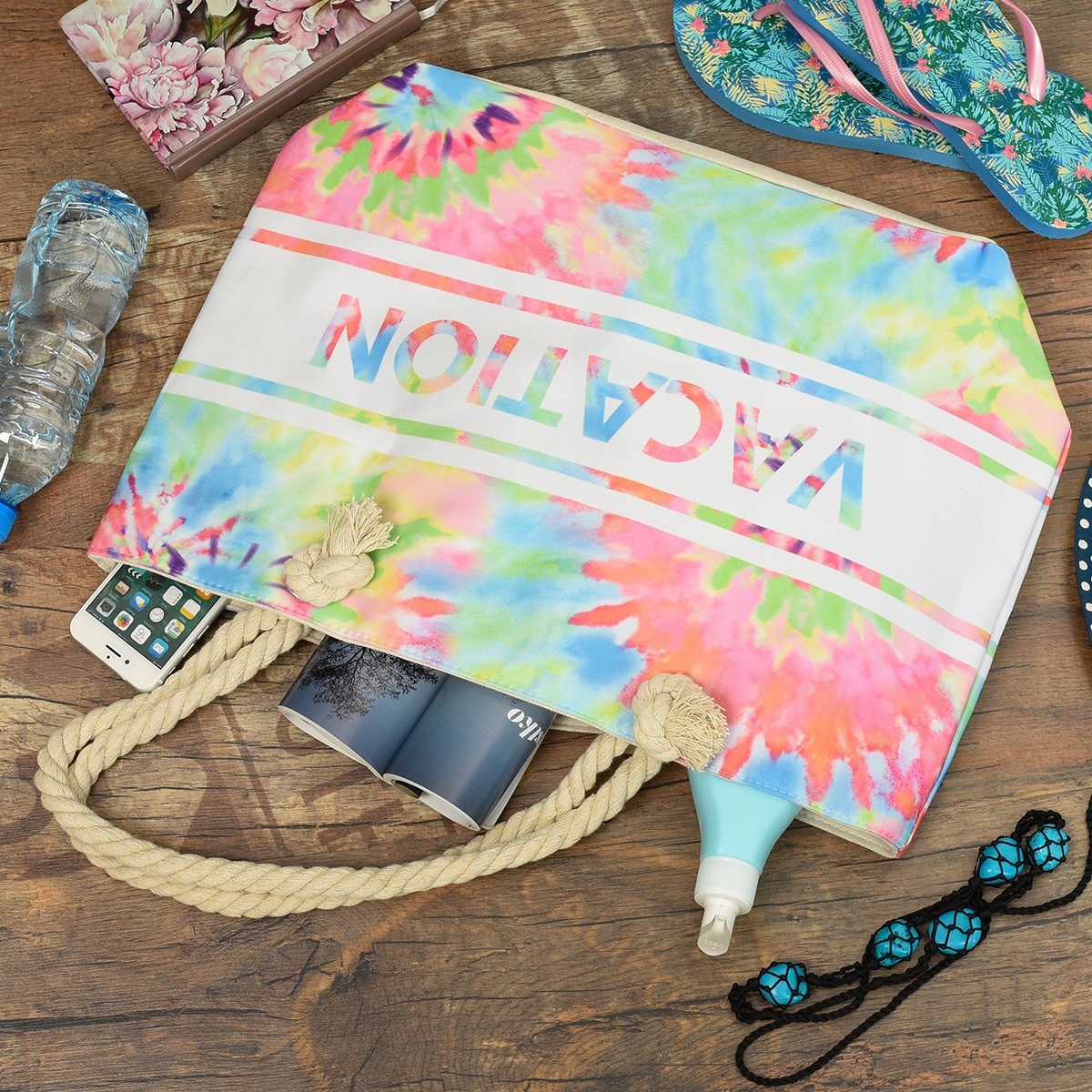 Pojemna torba plażowa na plażę torebka lekka Cechy dodatkowe brak