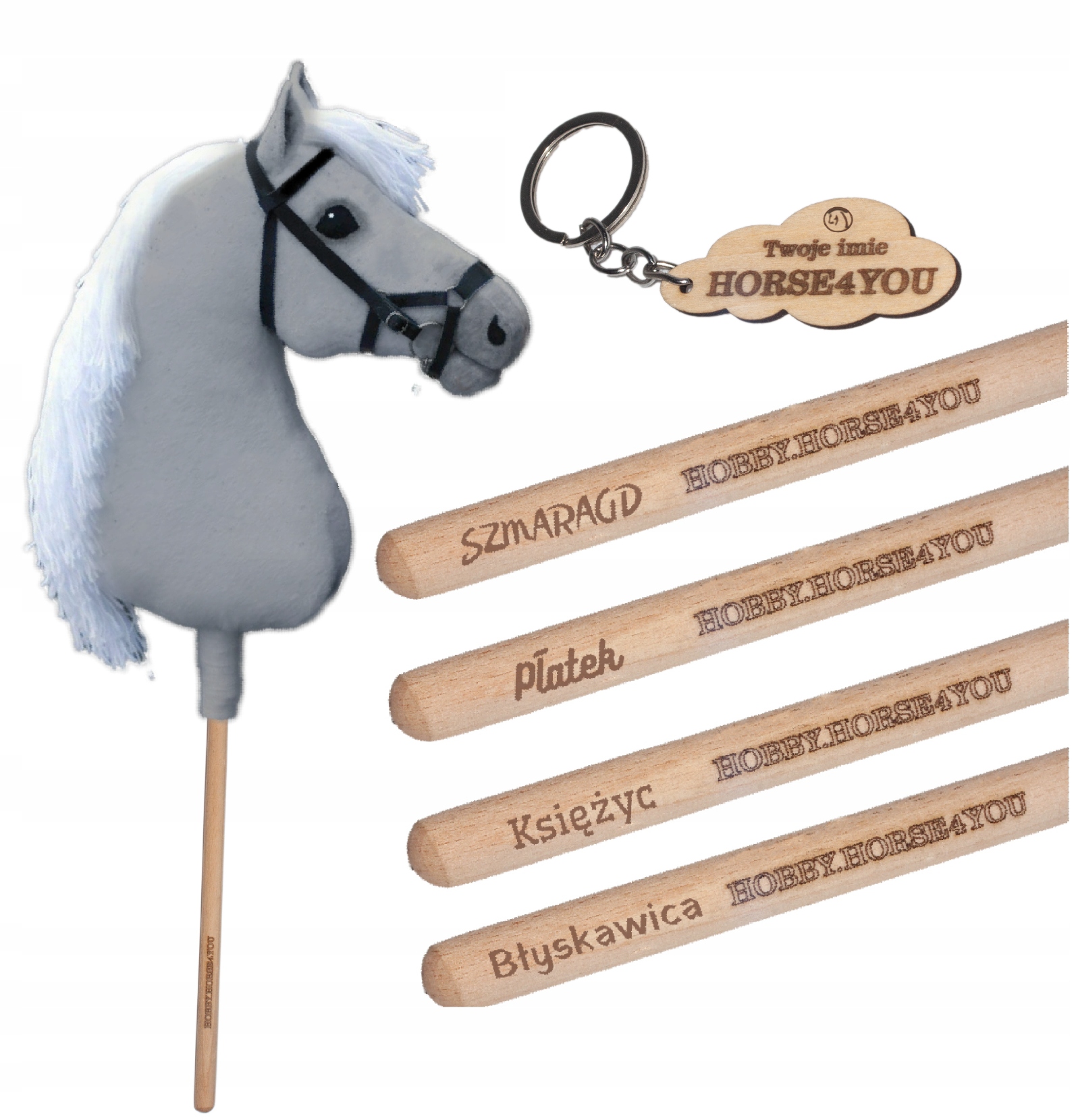 Hobby Horse Personalizowany kijek kij do Hobby Horse z imieniem Konia napis