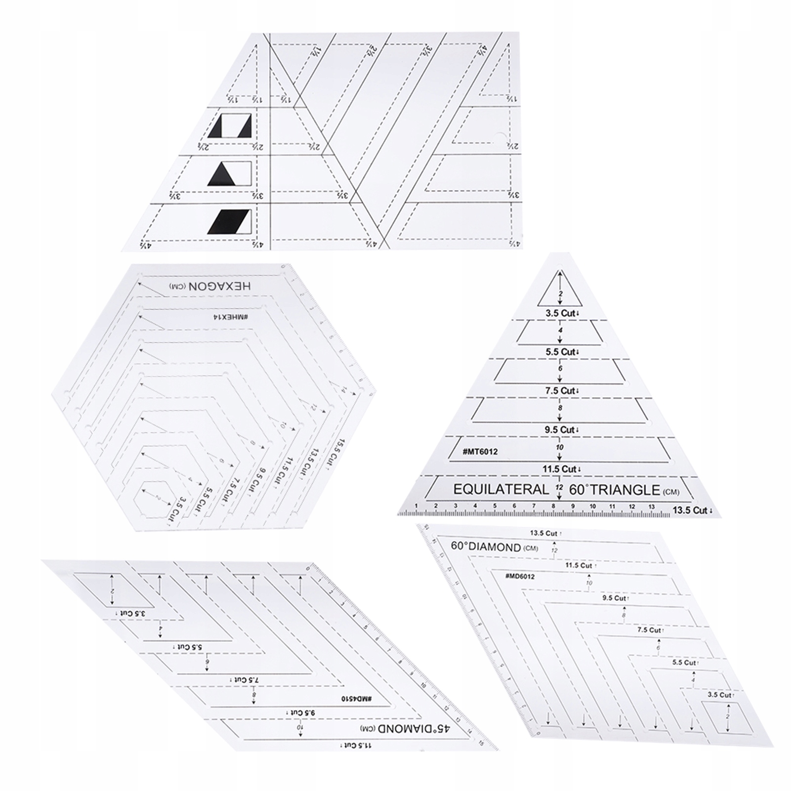 5 kusů PatchWork pravítko šablony na prošívání