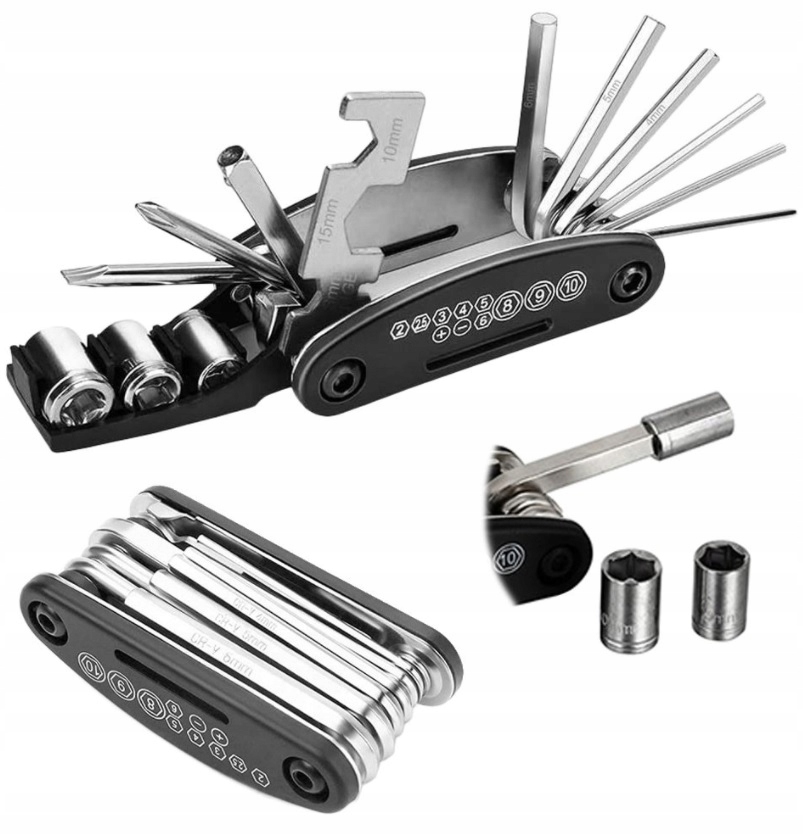 KLUCZE ROWEROWE ZESTAW 16W1 PŁASKI IMBUSY NASADKI