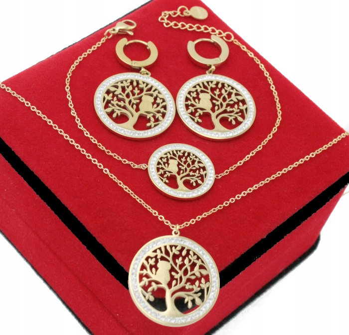 

Komplet Złoty Drzewka Szczęścia Sowa Stal 316 L