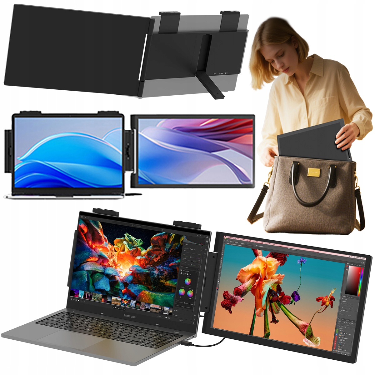 Monitor przenośny mocowany do laptopa Full Hd Ips Slim 14" Zeuslap Z14P