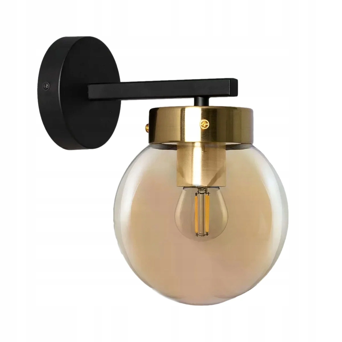 Nástenná lampa nástenná čierna zlatá jantárová guľa do spálne Abruzzo