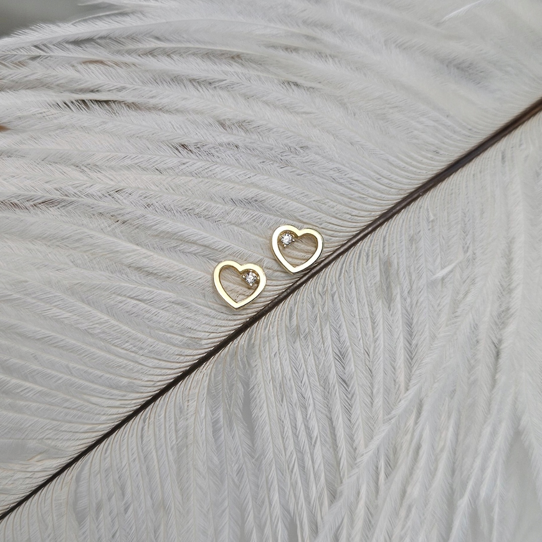 Puzetové náušnice srdce s zirkonem pr. 585