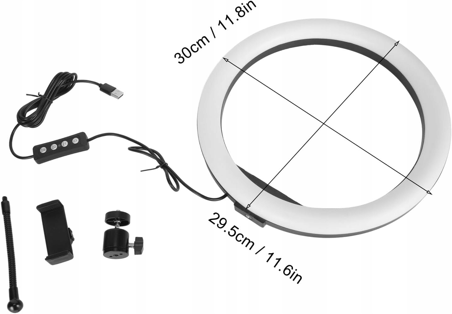 LED Circle Light ze Stojakiem, Regulowana jasność Live Streaming Materiał metal