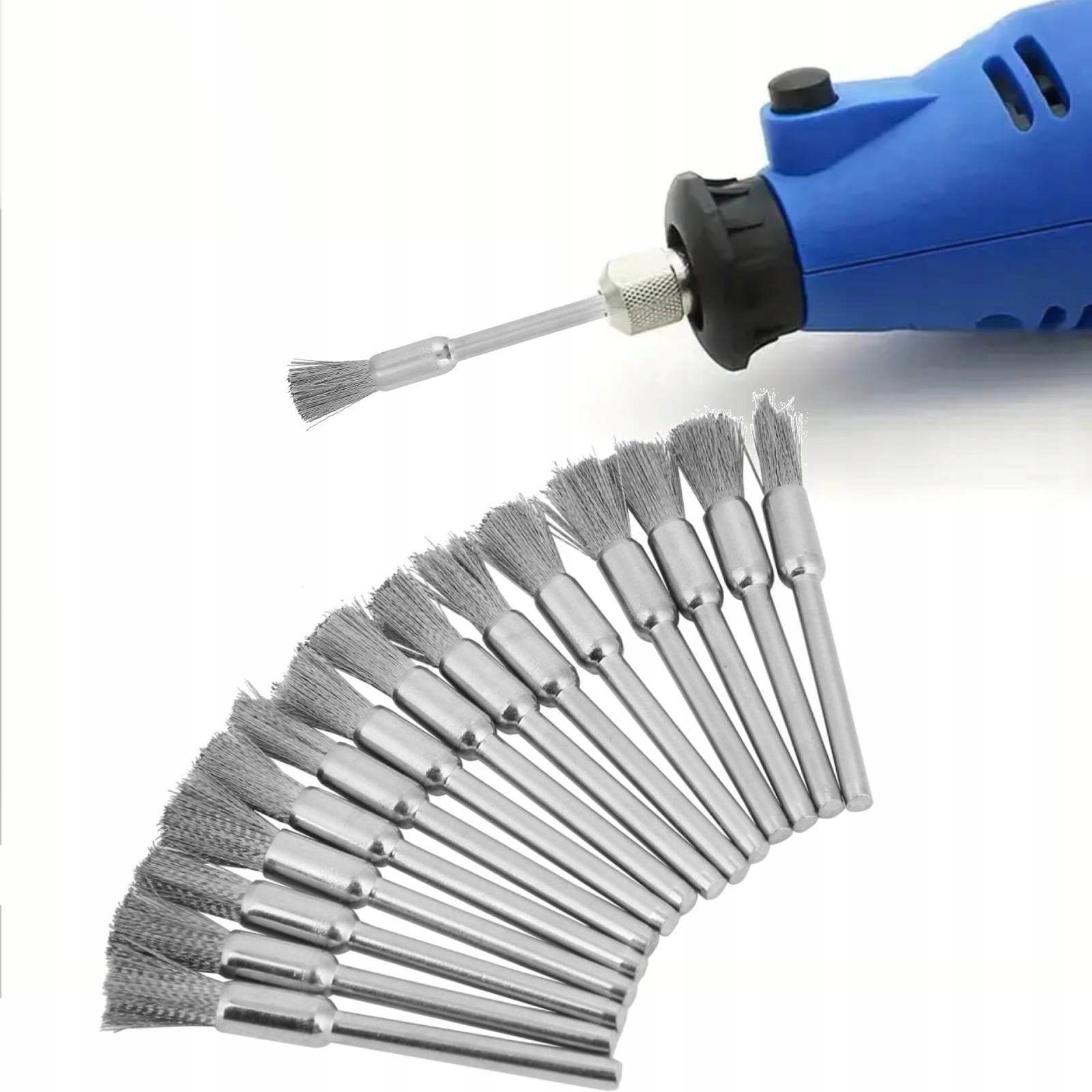 SZCZOTKA DRUCIANA PĘDZELKOWA Z TRZPIENIEM 15 SZT 3 MM NA WIERTARKĘ