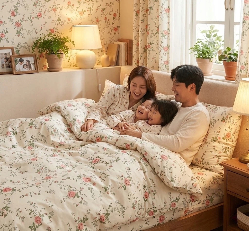 3dílná sada povlečení na peřinu s krémovým motivem růže, 100% bavlna, květinový vzor, ložnice 220×200