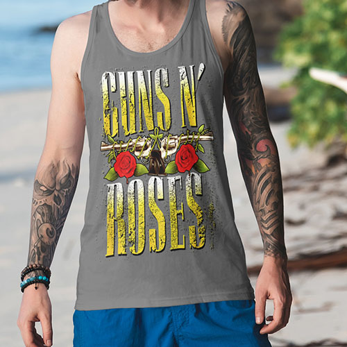 TANK TOP HORROR/ROCK GUNS N ROSES BIG GUNS Dekolt okrągły
