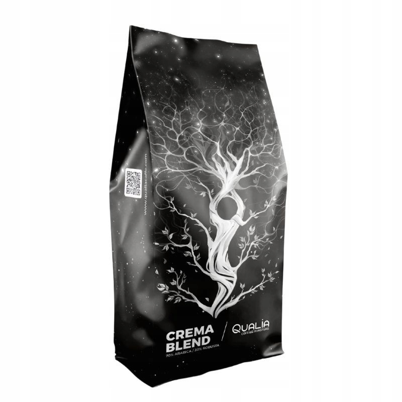 Kawa ziarnista Qualia Crema Blend 1 kg Mocna Kofeinowo Intensywny Smak