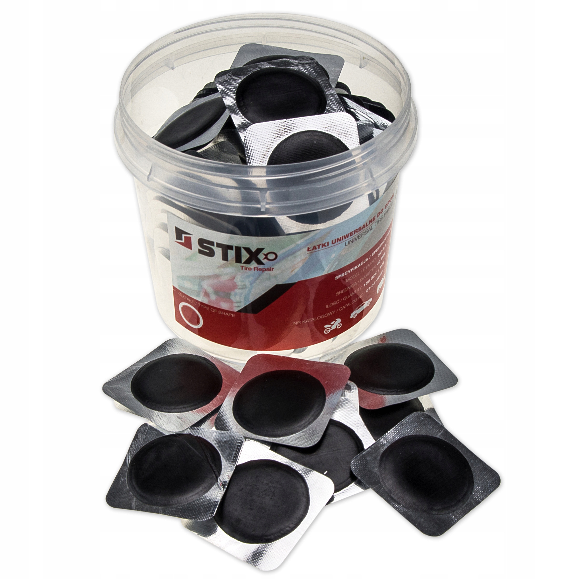 ŁATKI UNIWERSALNE DIAGONALNE / RADIALNE DO NAPRAWY OPON 40MM 8SZT. - STIX Marka Stix