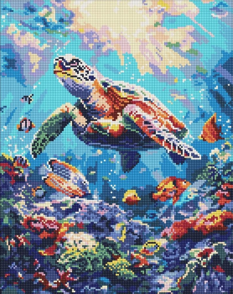 Ideyka Diamantová mozaika „Mořský klid“ 40x50 cm na plátně