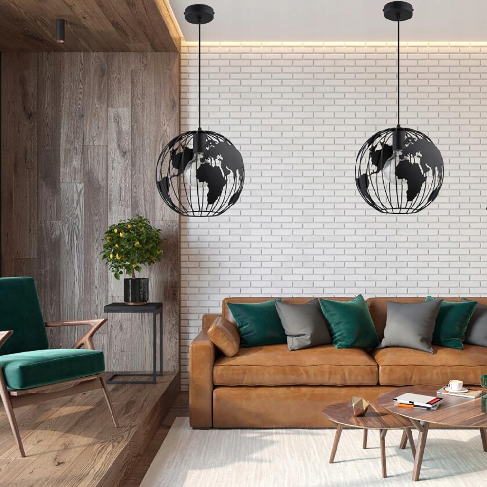 czarna Lampa Wisząca Żyrandol salon Kula Loft E27 Marka inna