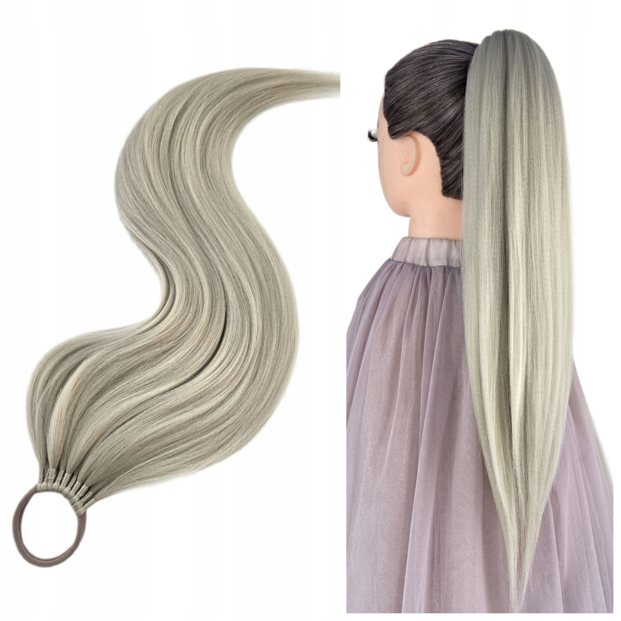 Připínací poník na gumičku, Příčesek, slaměný blond, Slámková Blondýnka, 60 cm