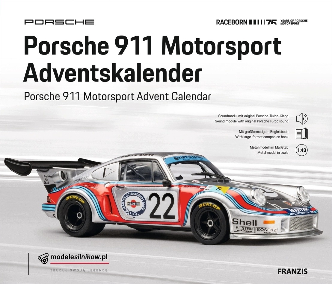 Адвент-календарь Franzis Porsche 911 RSR Turbo 2.1 Martini Racing, модель для сборки со звуком, от 14 лет — фото 2