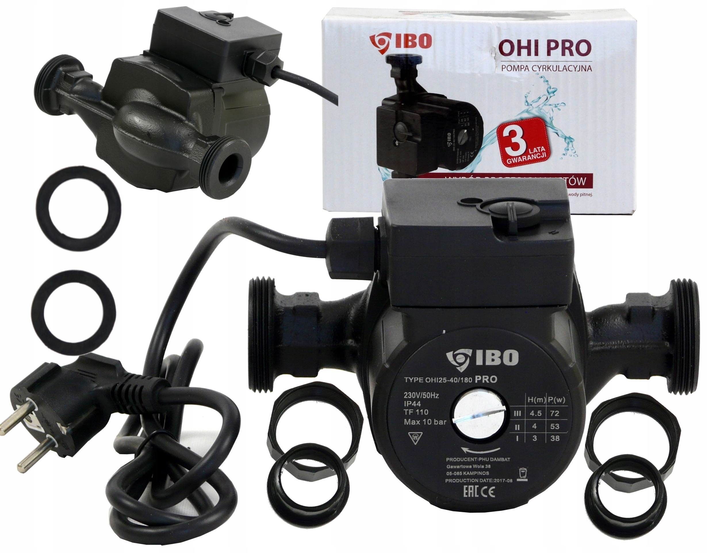 3-RYCHLOSTNÍ Oběhová Pumpa Ibo Ohi Pro 25-40/180, Robustní, Výkonná, Výkonná, 71 W