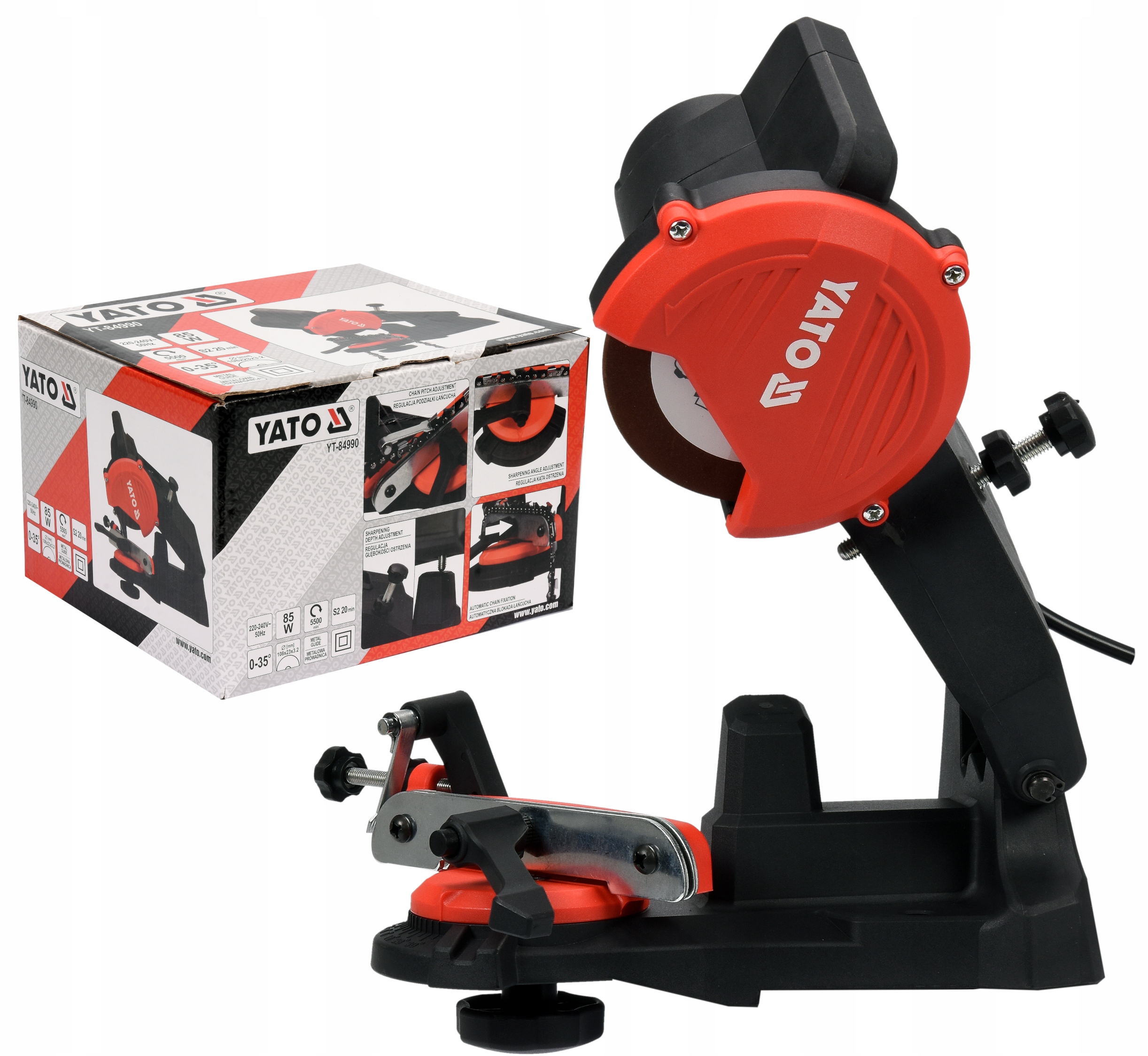 Yato Stołowa Ostrzałka Elektryczna 85W Łańcucha Pilarek Obrotowa Podstawa
