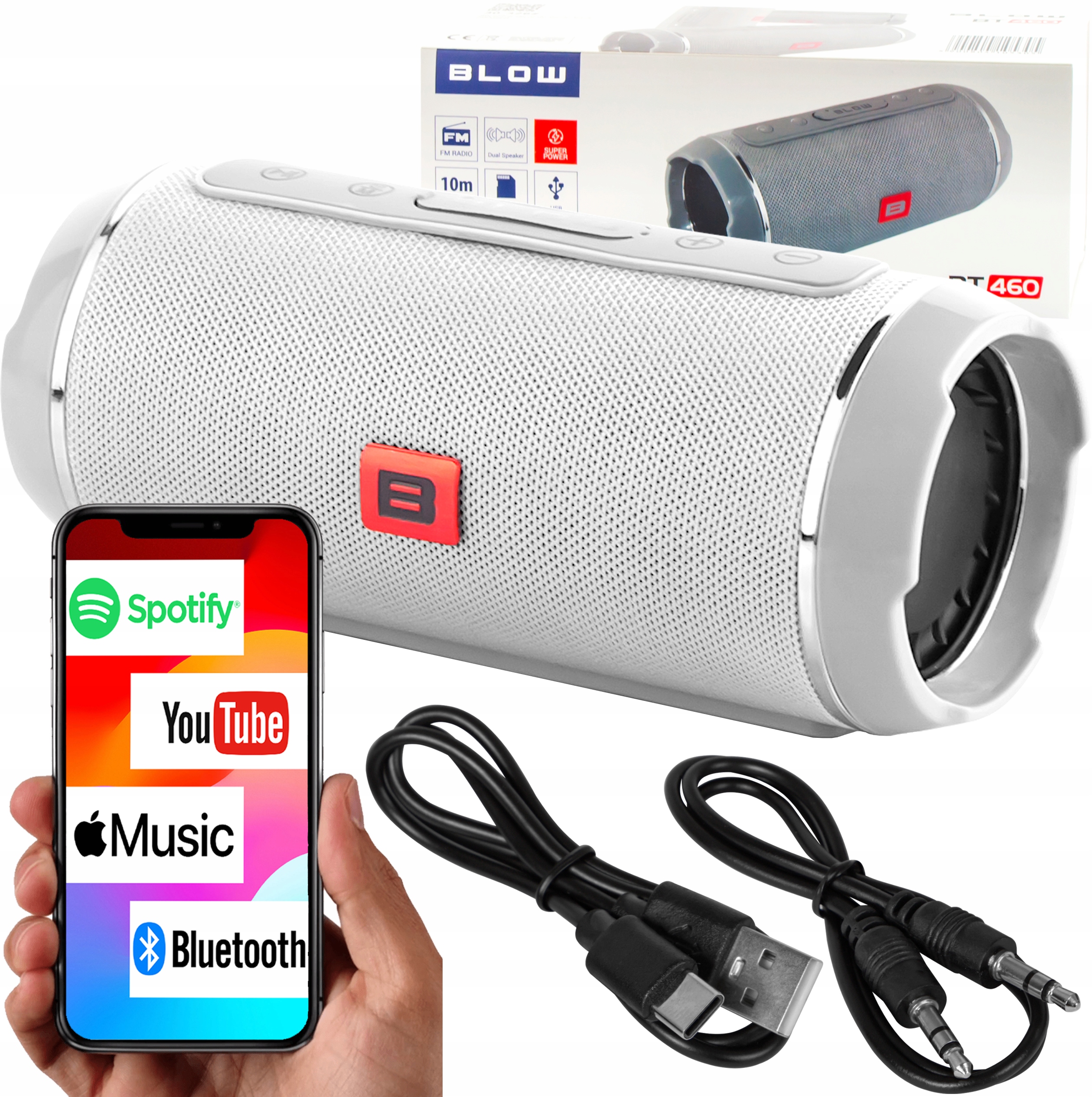 GŁOŚNIK BLUETOOTH BT460 PRZENOŚNY BEZPRZEWODOWY BOOMBOX 20W SZARY