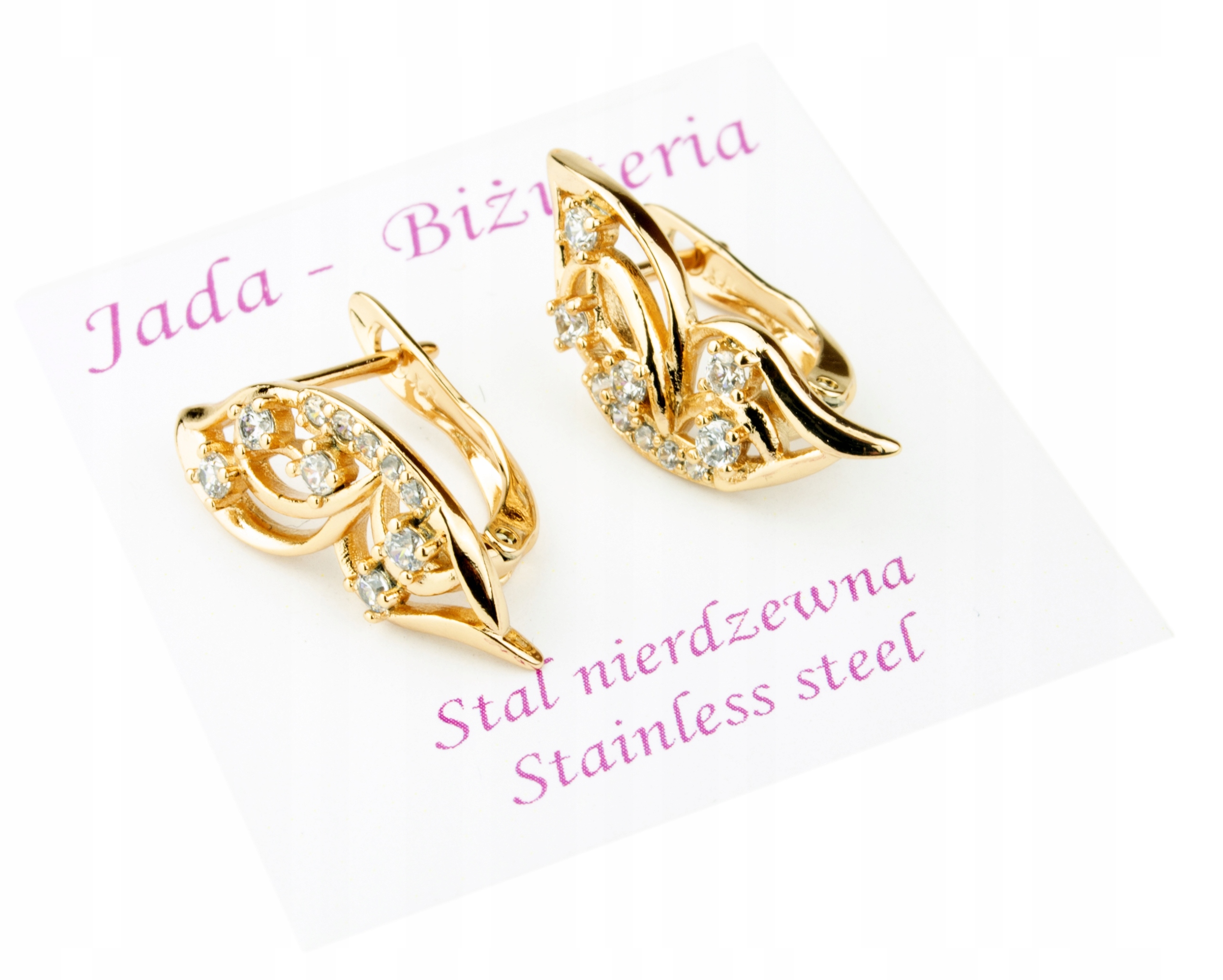 

Kolczyki Złote Stal Jubilerska Listki 22x9mm