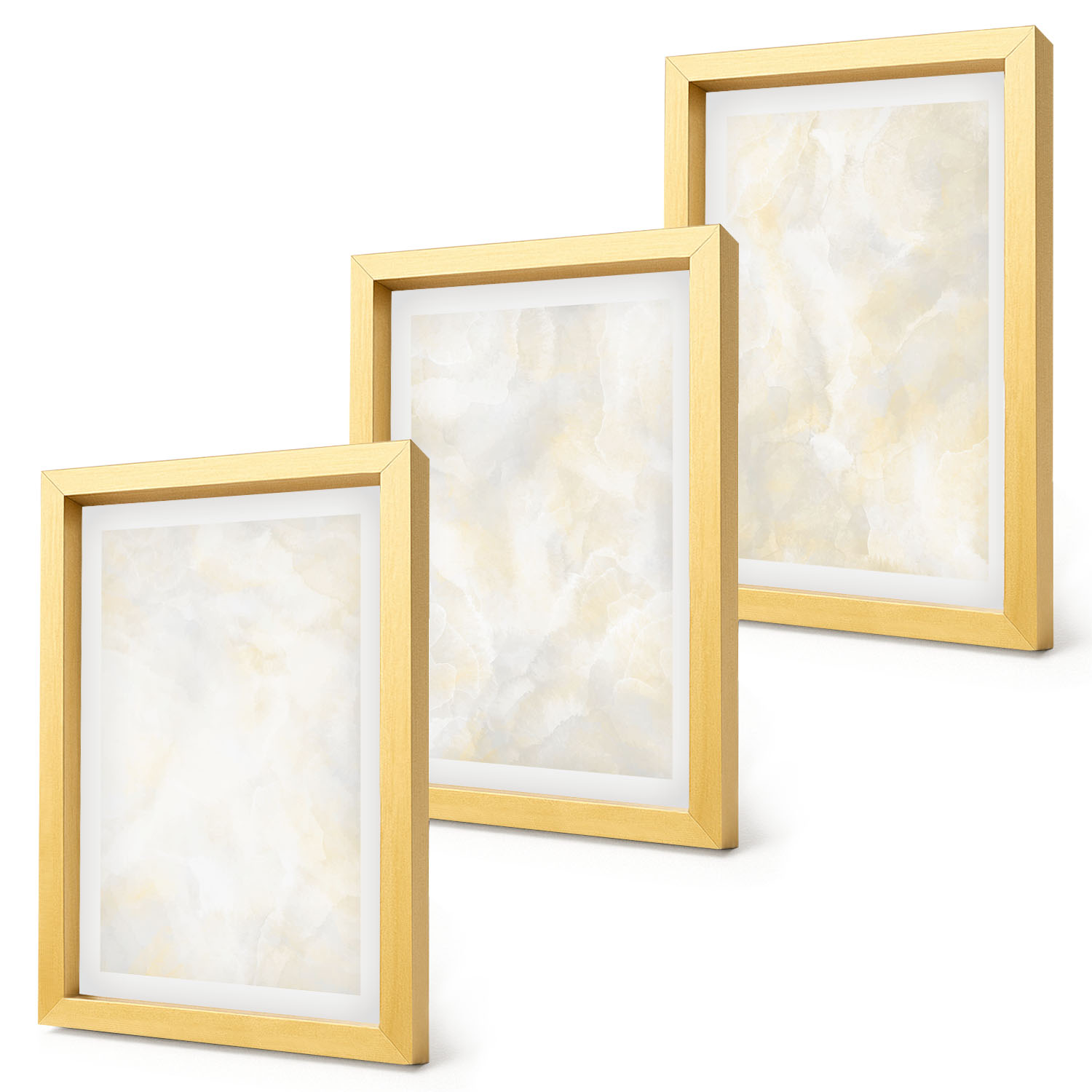 Elegantní sada obrazů nad pohovku Jasné textury barvy design Zlatý rám