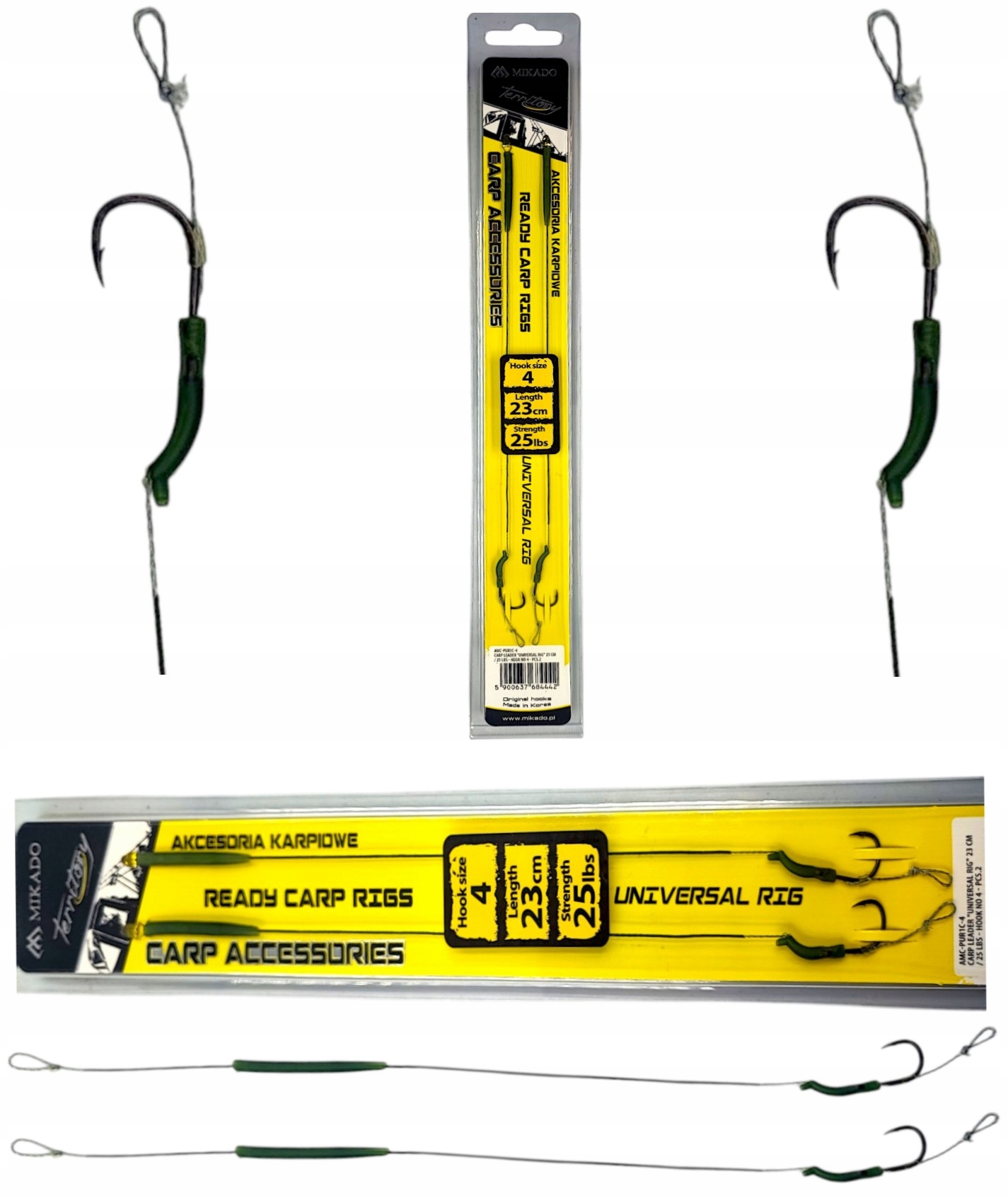 Przypony karpiowe hak nr2 25lbs 23cm Uniwersal Rig Mikado