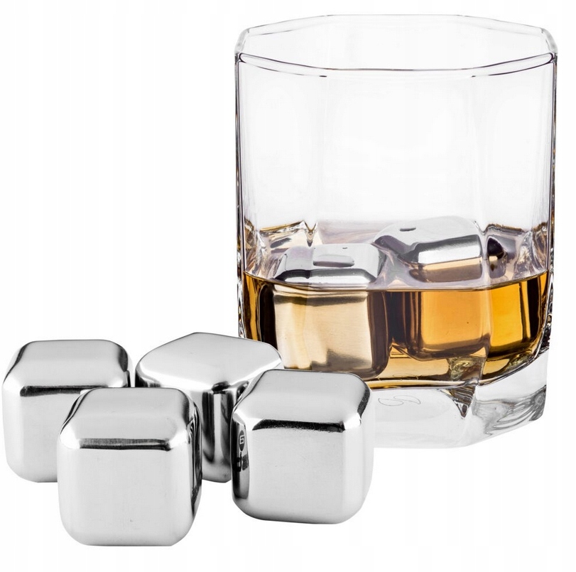 

4x Metalowe Kostki Do Drinków Do Lodu Chłodzące
