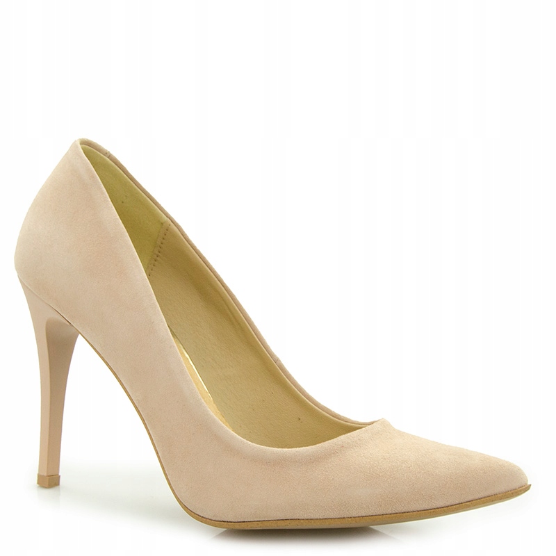 LaRoni E499 Lodičky Špendlíky 9 Cm Semišová Kůže Béžová