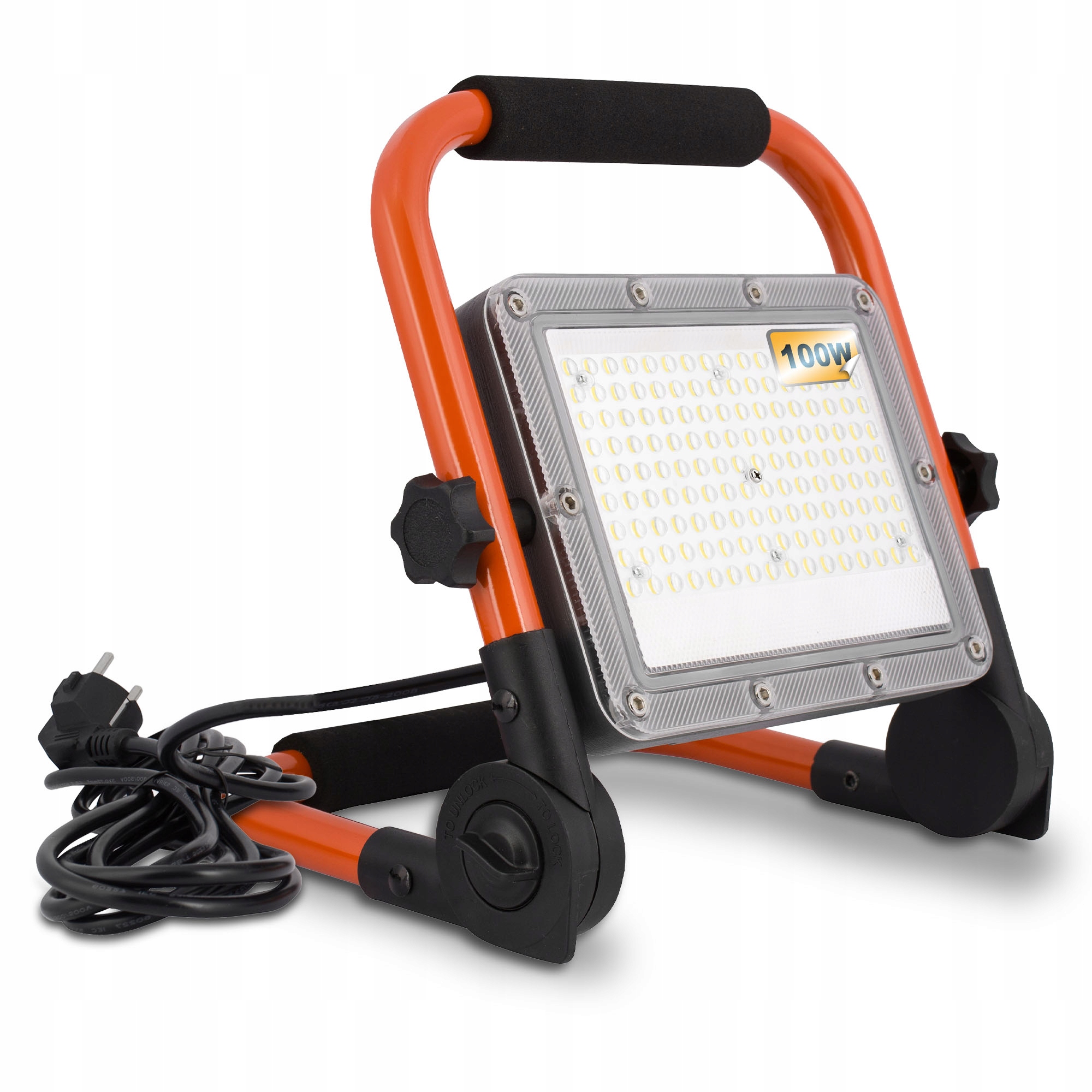 Led pracovní halogen stavební 100W přenosný reflektor s rukojetí Kabel