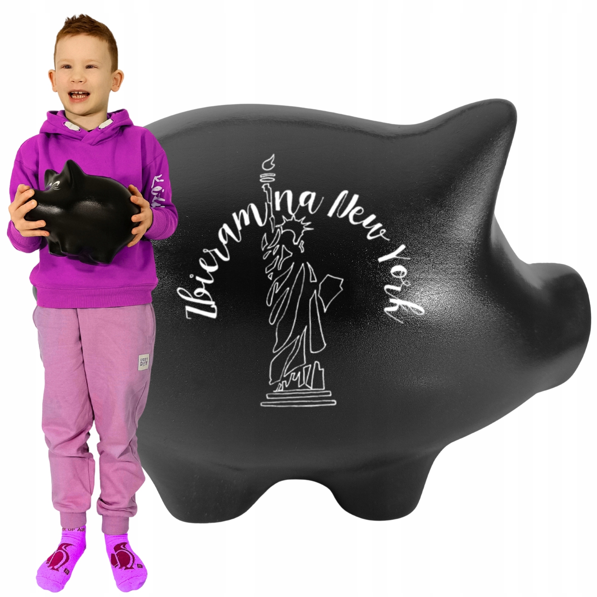 Prasátko pokladnička S Jménem a grafikou libovolný text K Rozbití černá Velká