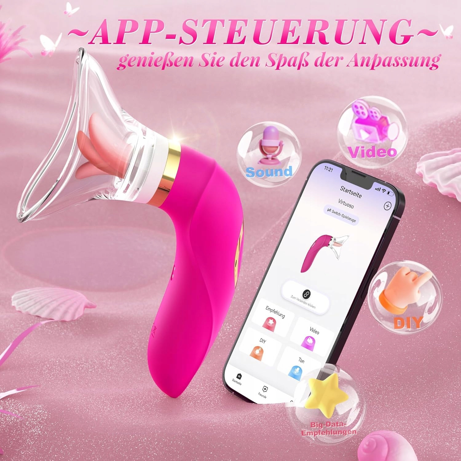 APP VIBRATOR Wibrator Dla Kobiet Z Aplikacją Do Stymulacji Klitorisu — miniatura 4