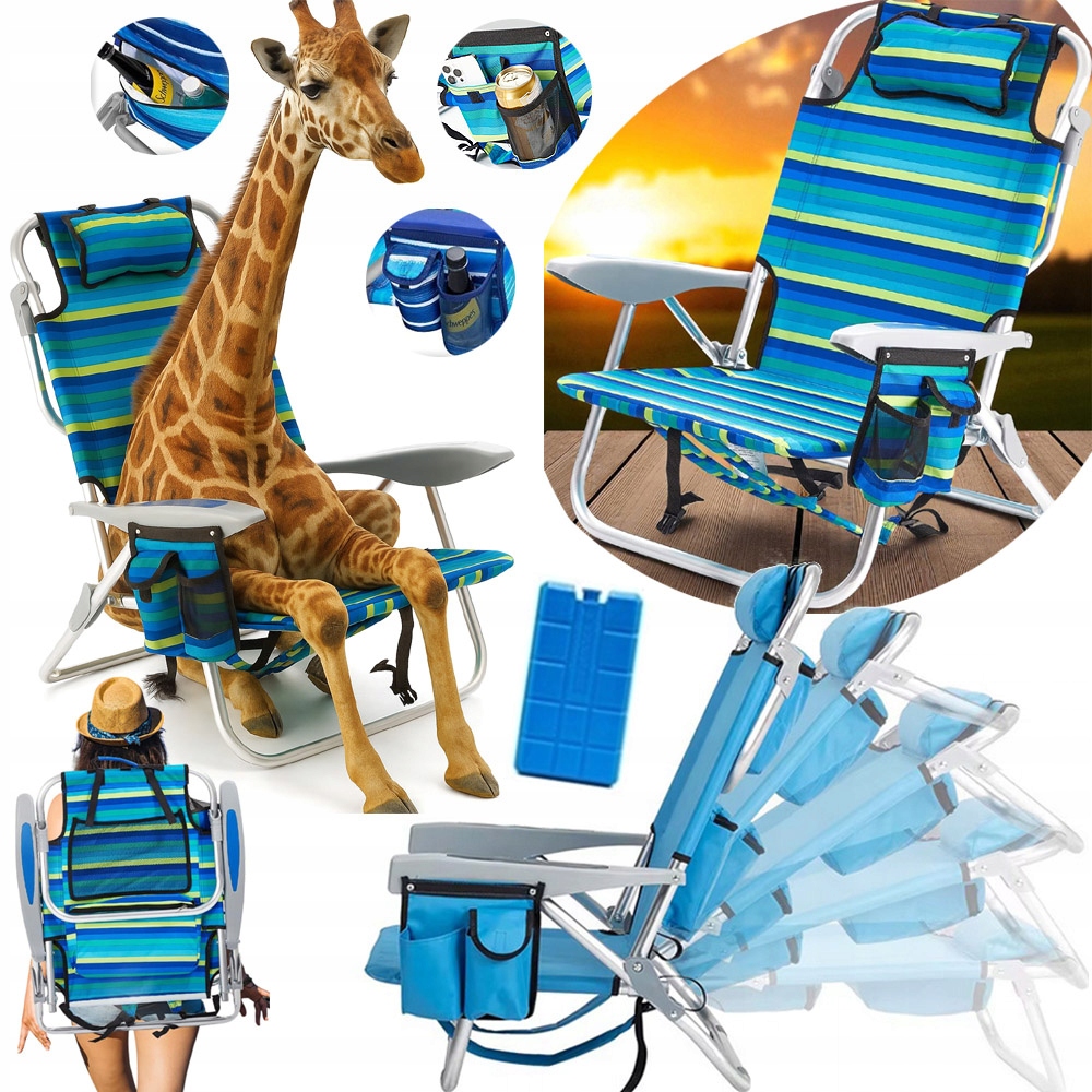 Leżak Składany Z Poduszka Krzesło Plażowe Turystyczne Ogrodowe I Na Plażę