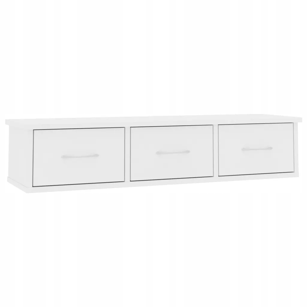 Nástěnná police se 3 zásuvkami, bílá, 88 x 26 x 18,5 cm