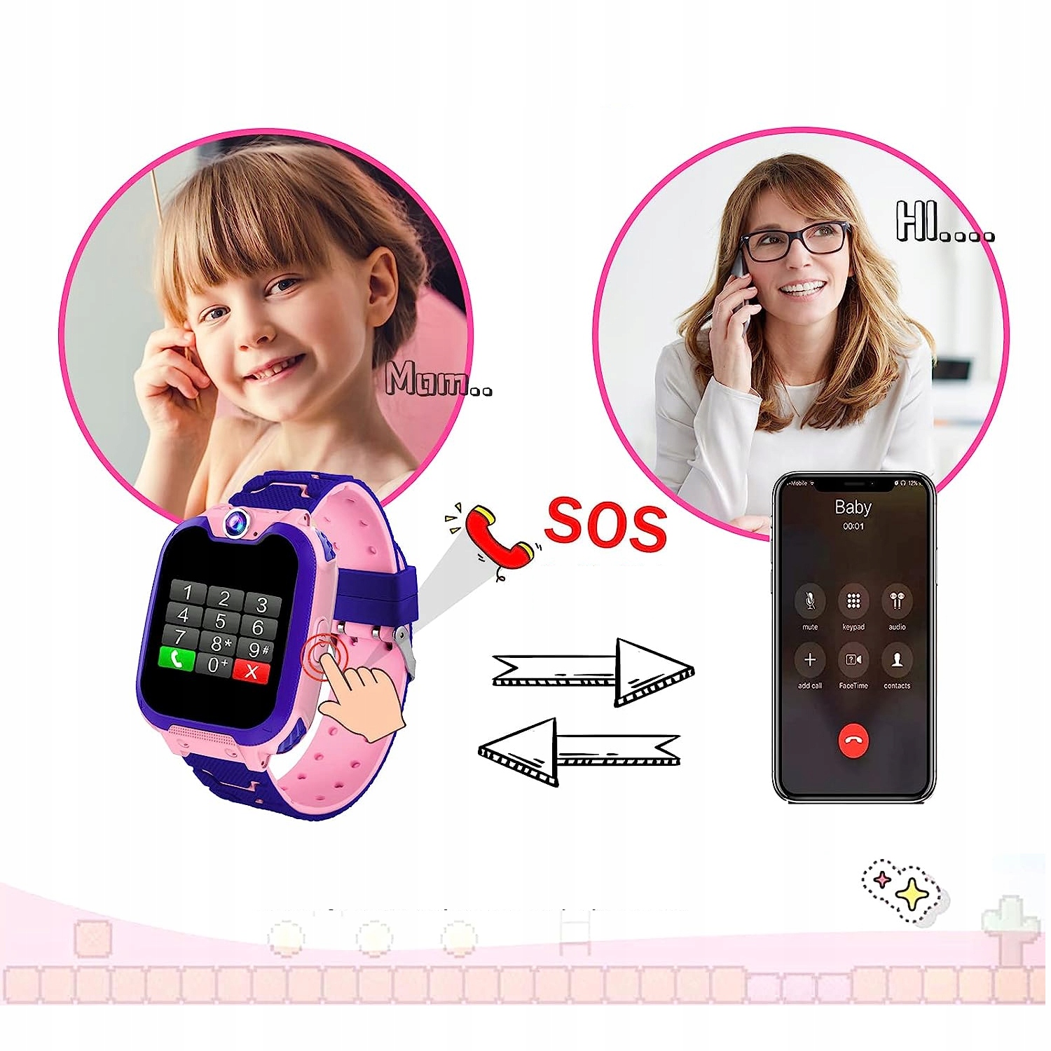 SMARTWATCH ZEGAREK DLA DZIECKA PREZENTY ŚWIĄTECZNE Długość paska / bransolety 170 mm