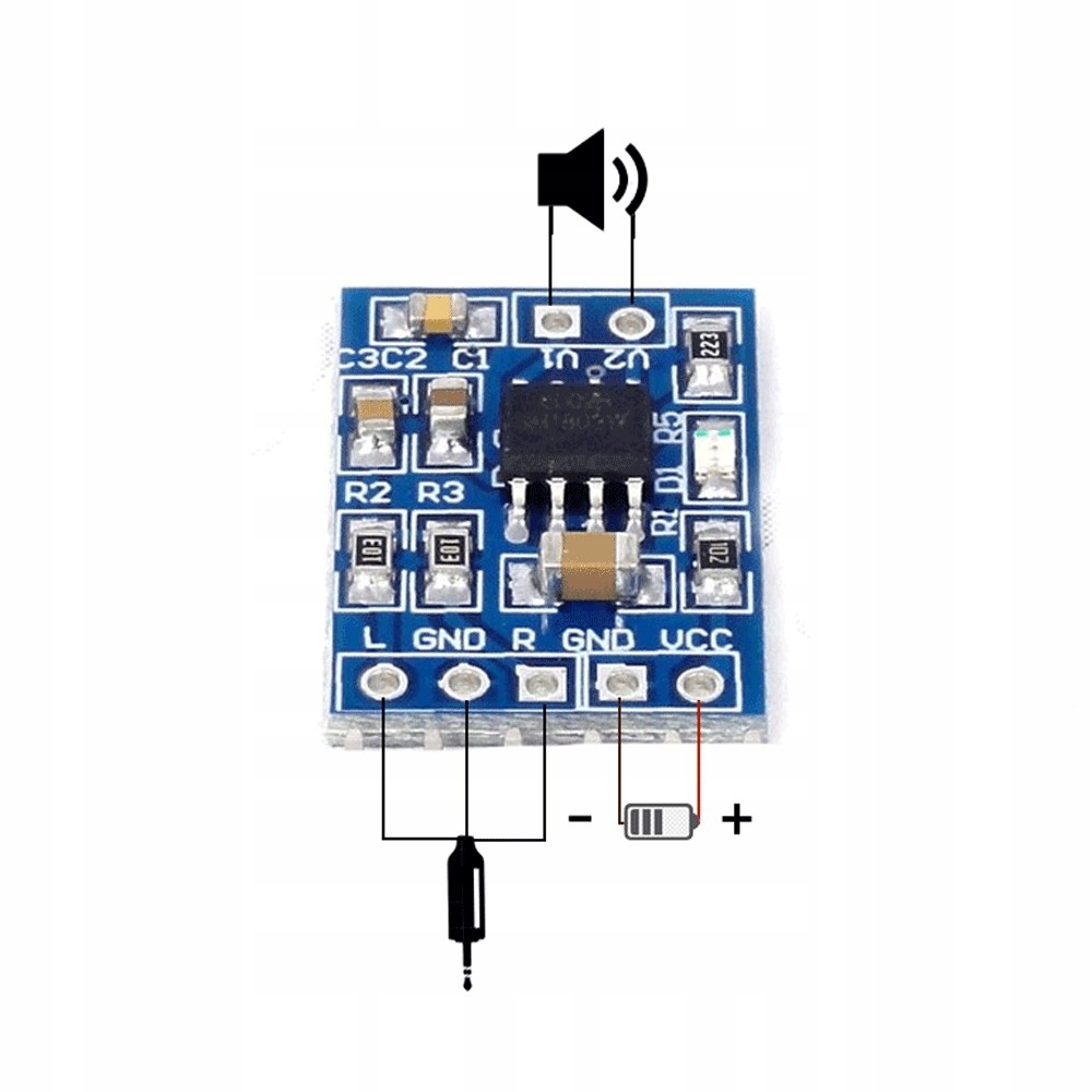 Moduł wzmacniacz mocy audio 3W 5V HXJ8002 Model Moduł wzmacniacz mocy audio 3W 5V HXJ8002