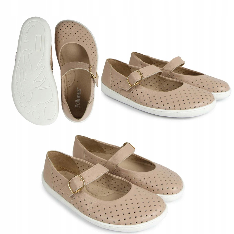 Pollonus 1770-005 Barefoot Béžové Kožené Ažurové Baleríny 37